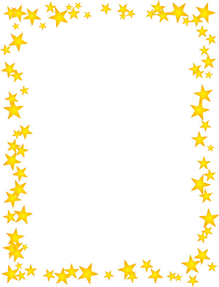 Gold Stars Scattered Border - Gold Star Border Clipart (756x990)