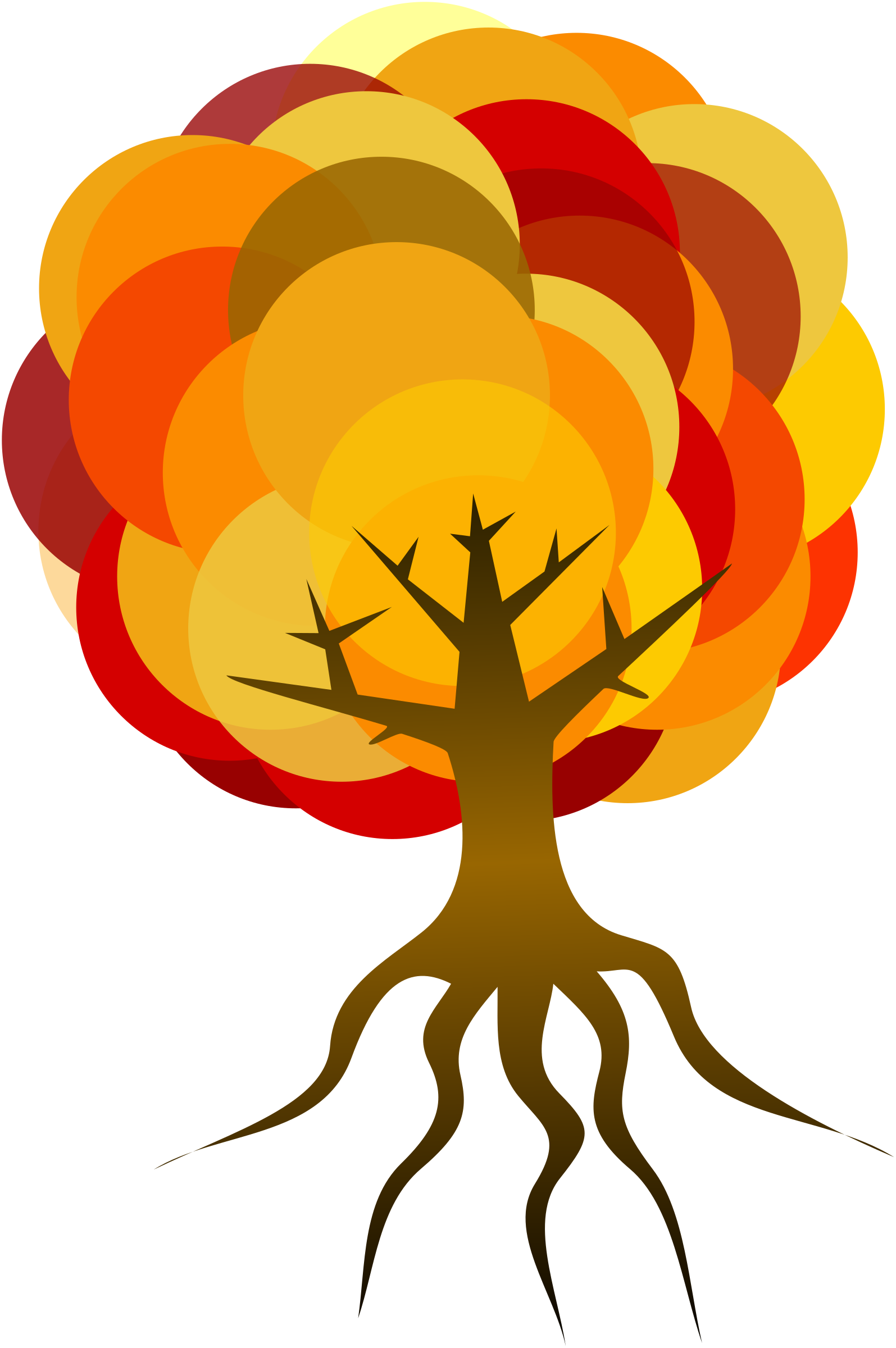 Clipart Simple Tree - Tree With Roots Clipart Fall Colors (1595x2400)