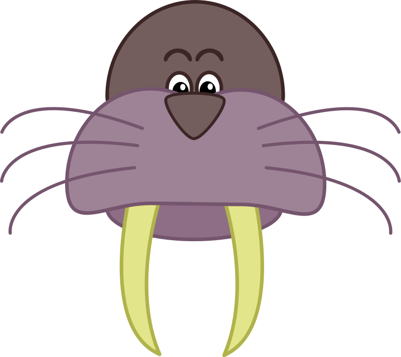 Free To Use Public Domain Animals Clip Art - Cartoon Walrus Head (842x750)