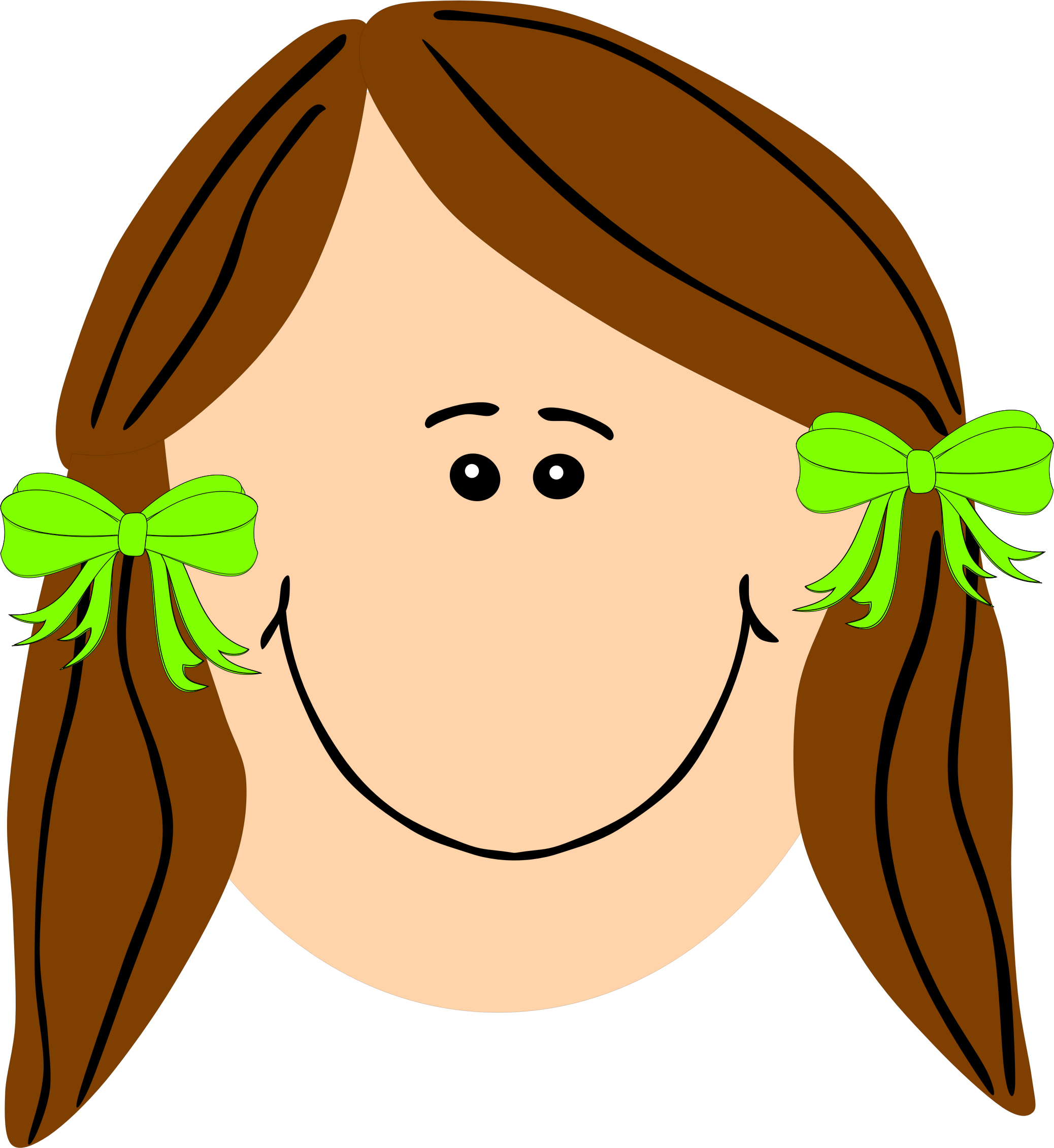 Clipart Of A Girl With Brown Hair Long - Sad Girl Face Cartoon (2076x2261)