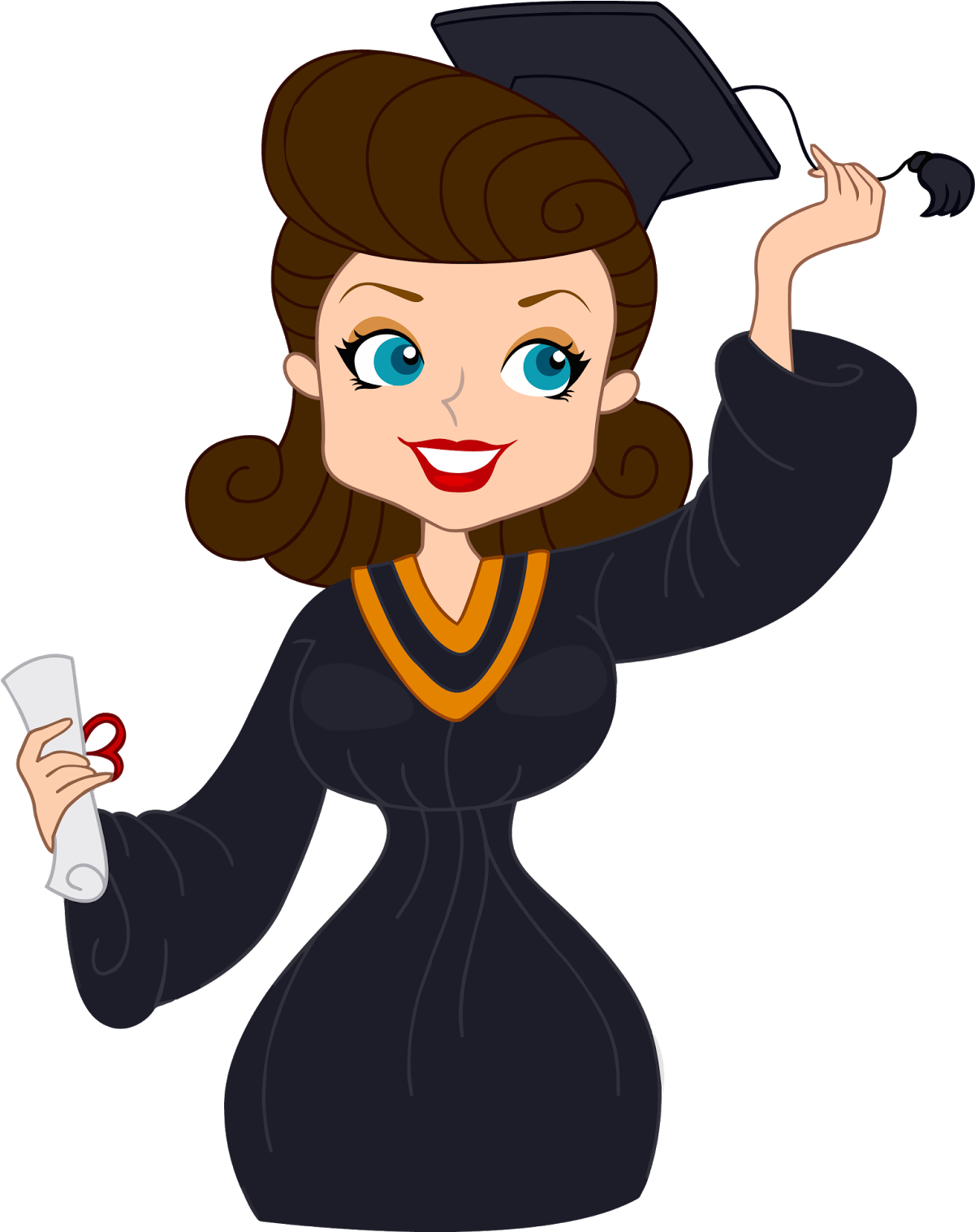 Graduation Clip Art Free Printable - Graduate Girl Clipart Png (1600x1517)