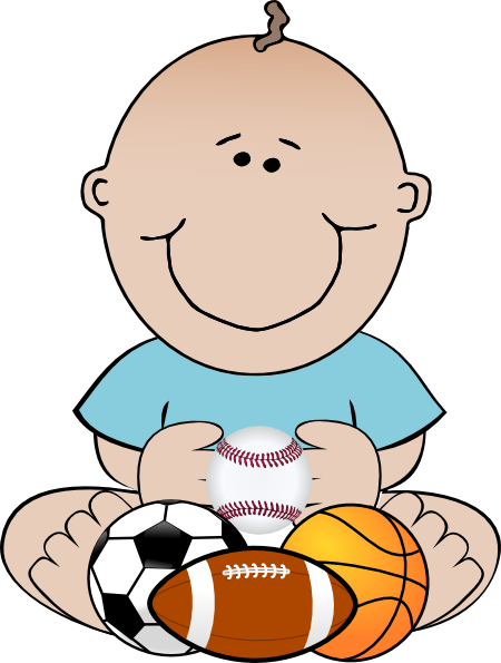 Baby Boy Sports Clipart - Baby Football Player Clipart (450x595)