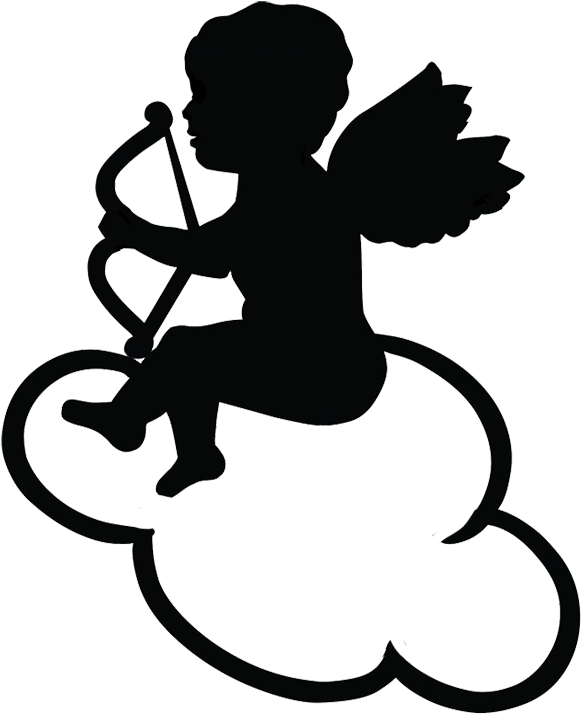 Angel Silhouettes - Sitting Cupid (757x886)