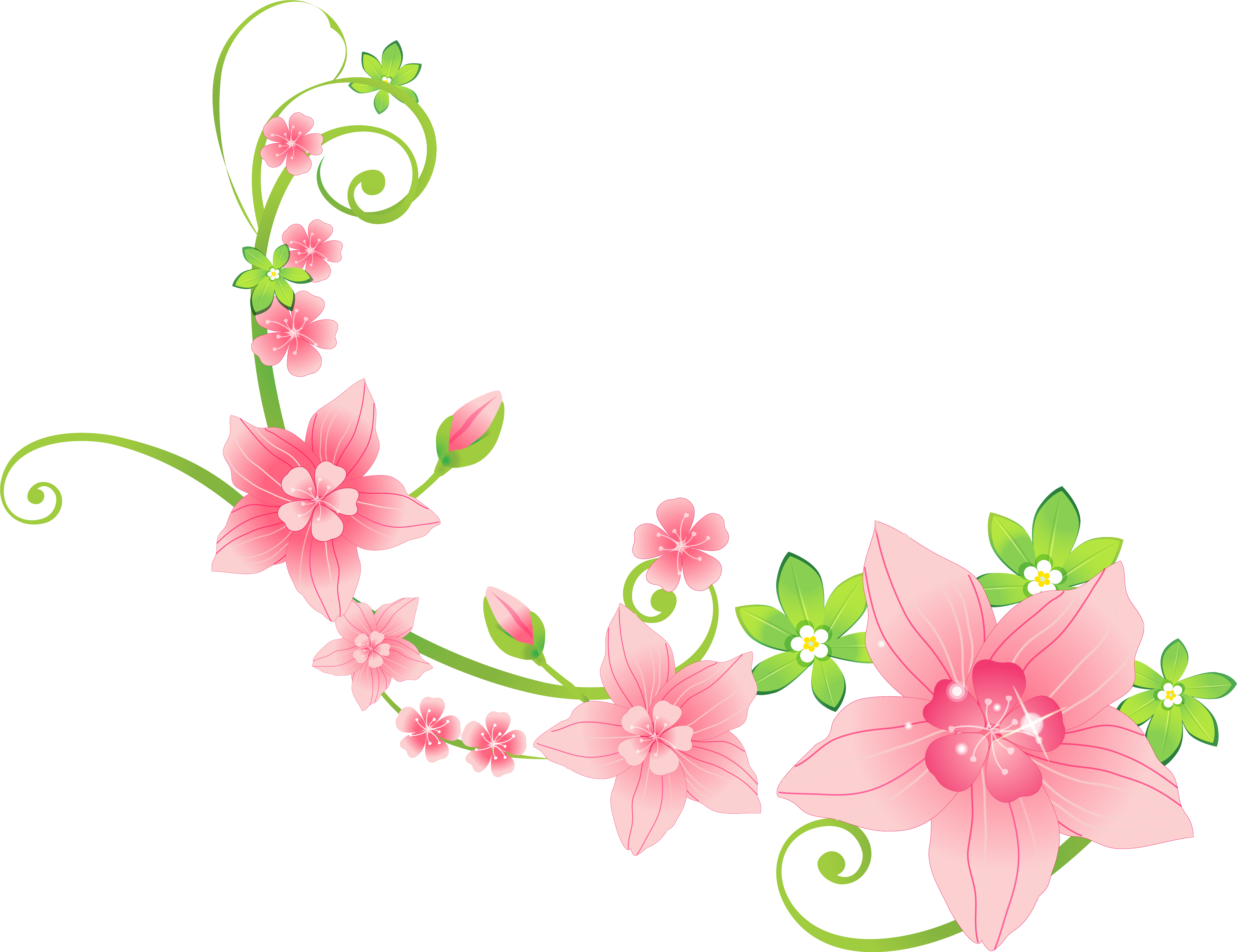 Pink Floral Decoration Png Clip-art Image - Flowers Clipart In Png (6268x4826)