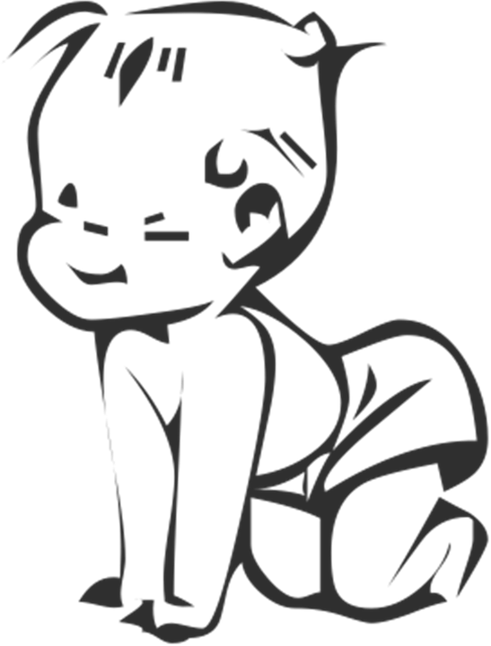 Cute Baby Silhouette Clip Art Black Template - Baby Clipart Black And White (972x1280)