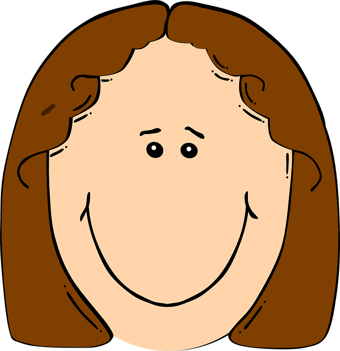 Happy - Girl - Clipart - Girl Face Cartoon (698x720)
