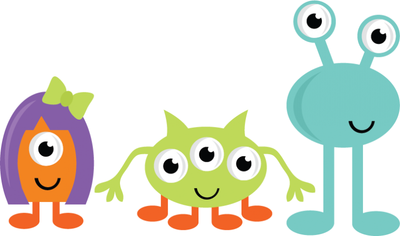 Girl Monster Clipart - Cute Monsters Clipart (800x473)