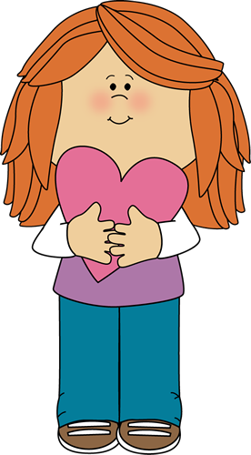 Little Girl Holding A Valentine - Girl Holding Heart Clipart (276x500)