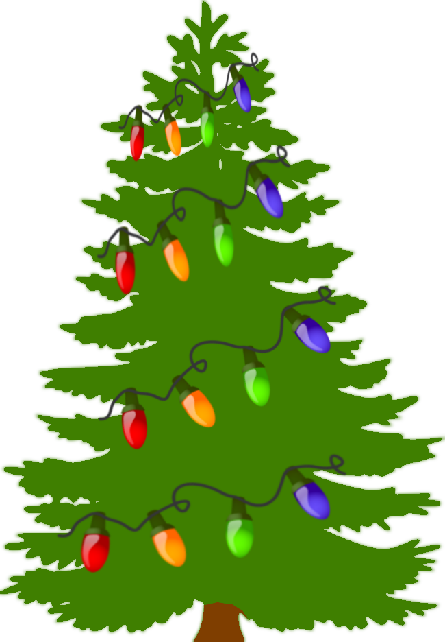 Christmas Lights Clipart - Pine Tree Silhouette (650x936)