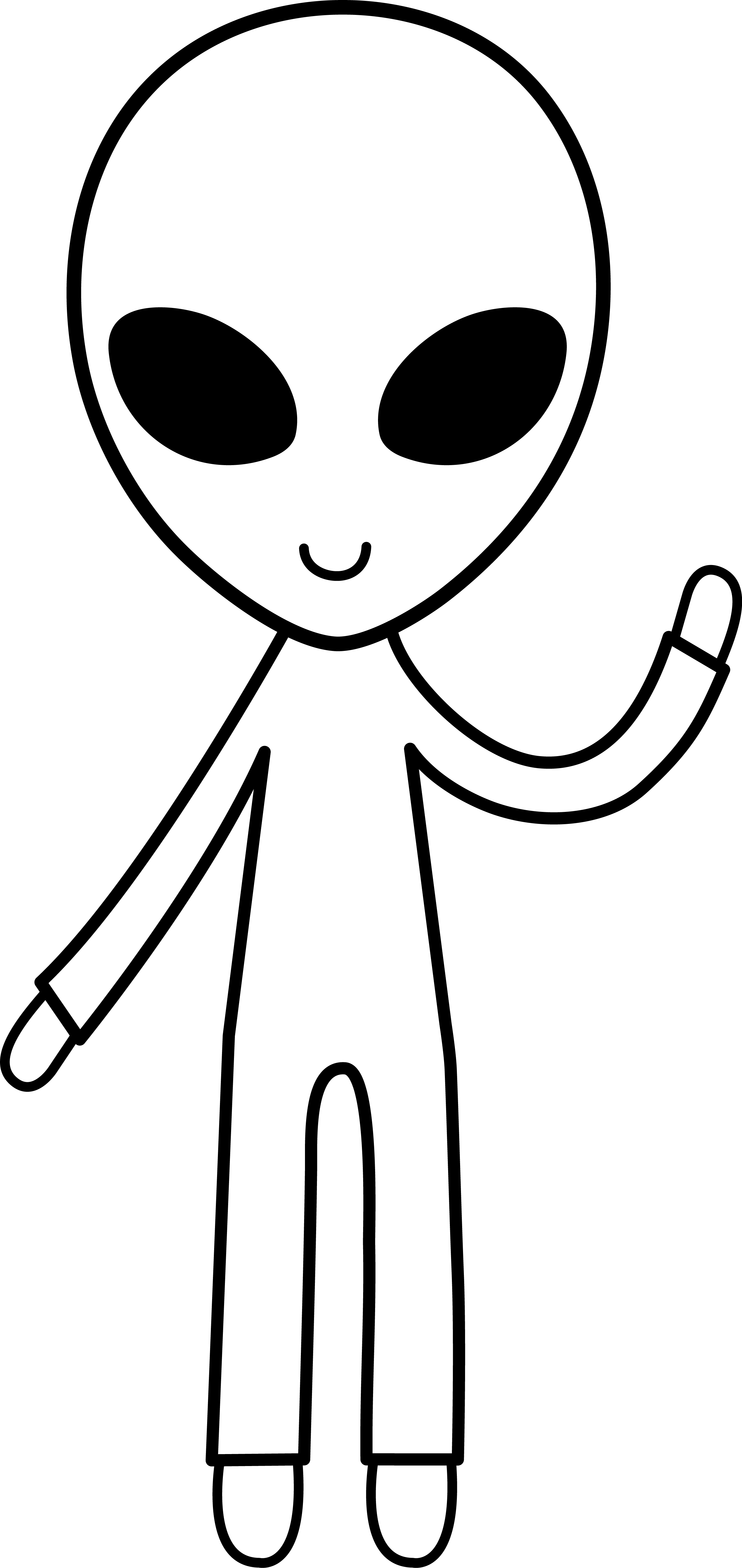 Cartoon Alien Black And White (2540x5367)