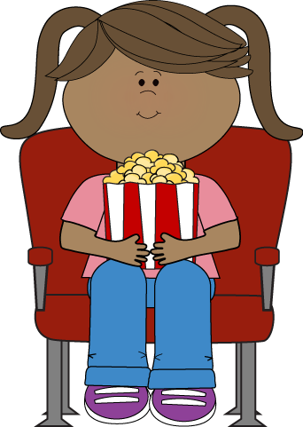 Girl Watching Movie In Theater - Cartoon Girl Watching Movie (342x481)