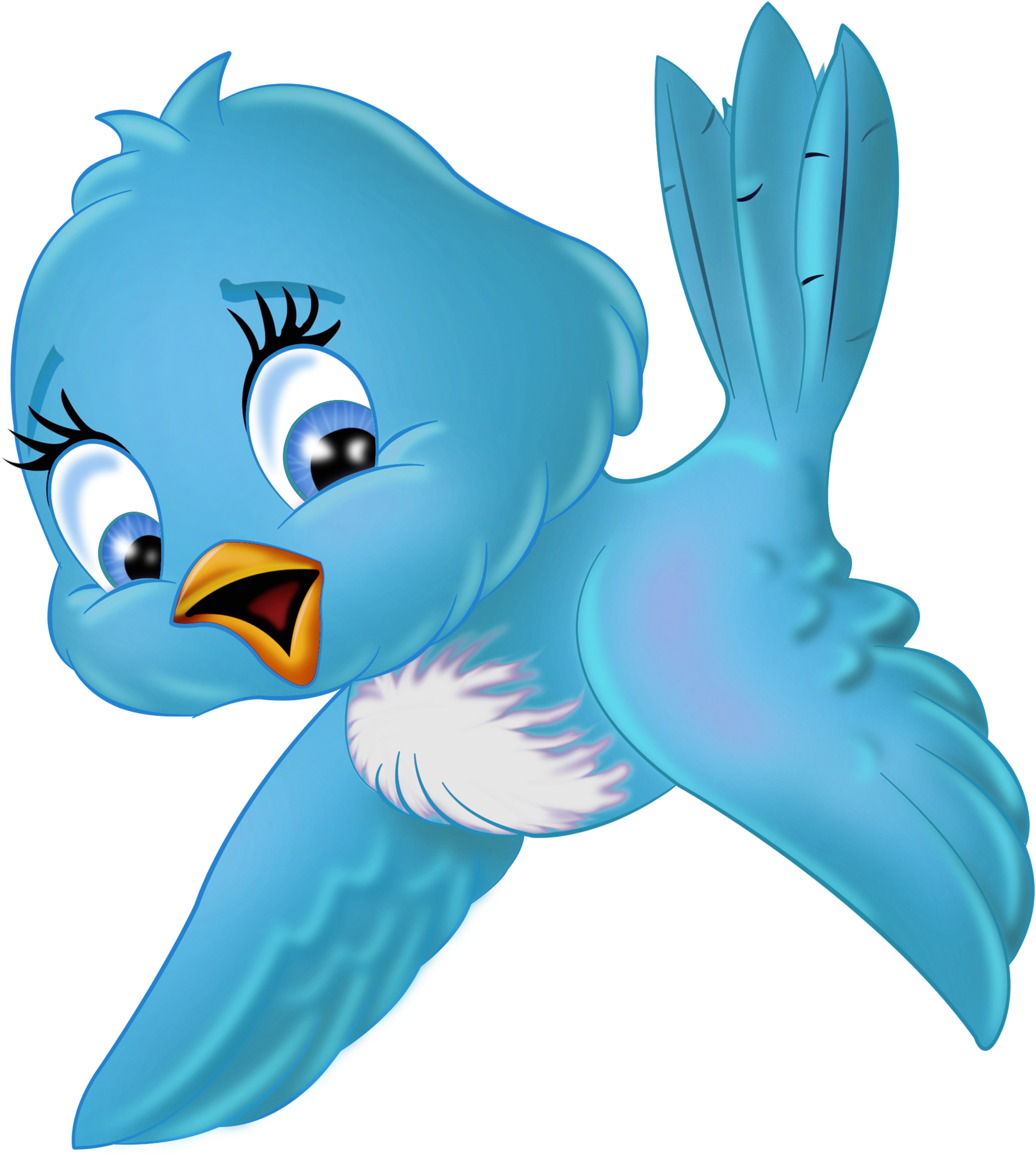 Blue Bird Clipart Large Png Cartoon 122 Lady A Little - Bird Cartoon Png (1700x1869)
