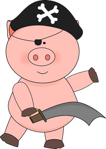 Pig Pirate With A Sword - Pig With Eye Patch (358x500)