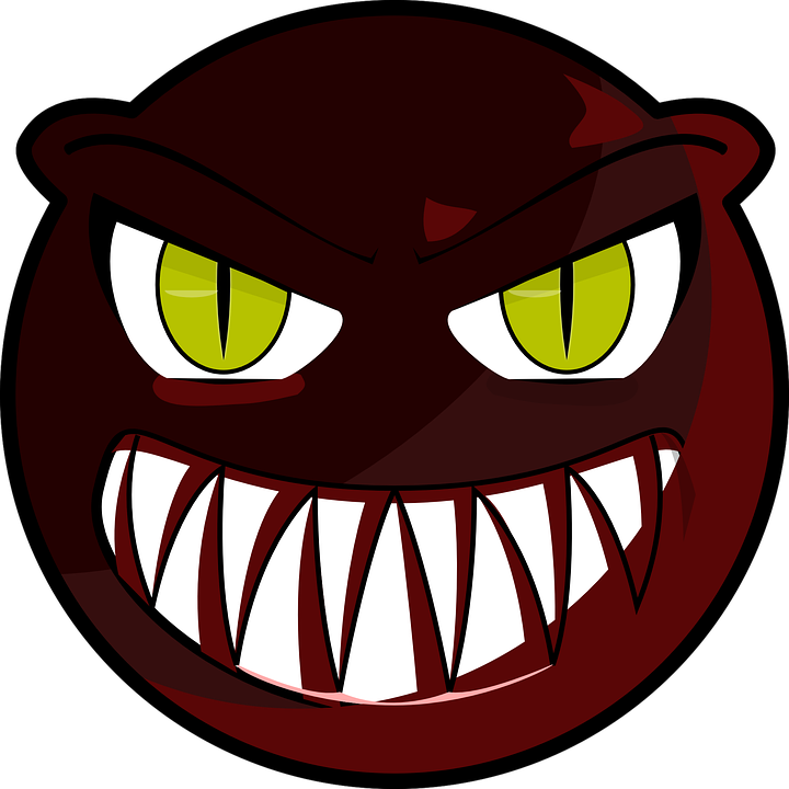 Angry Smiley Face Expression Emotion Eyes Cartoon - Scary Monster Face Cartoon (720x720)