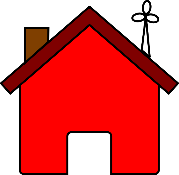 Red House And Wind Turbine Clip Art At Clker - Red House Clipart (600x585)