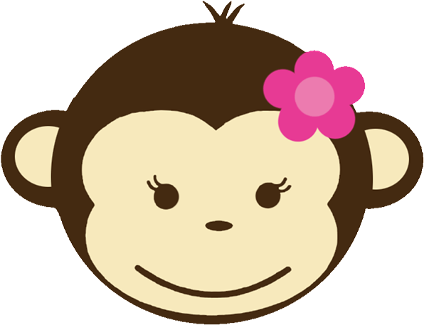 Animal Print Baby Shower Invitations All Colors W/clipart - Girl Monkey Clip Art (600x512)