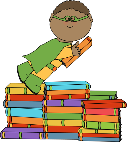 Superhero Clip Art - Superhero Clipart With Books (447x500)