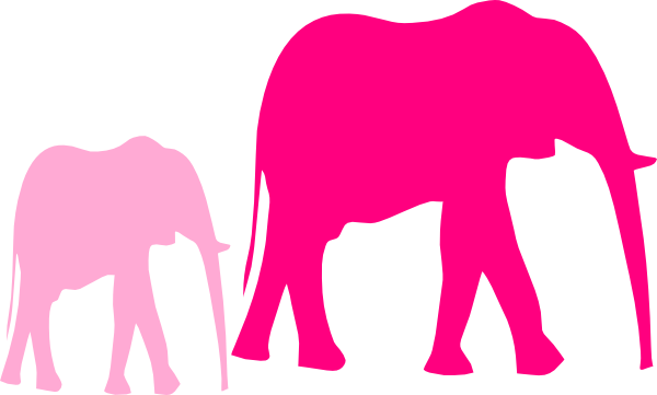 Pink Baby Shower Elephant Mom And Baby Clip Art - Elephant Clip Art (600x361)