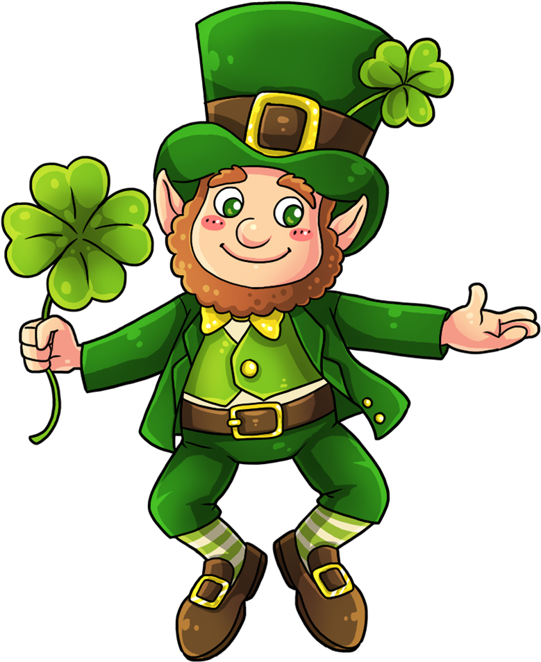 Patrick's Day - Leprechaun Four Leaf Clover (906x985)