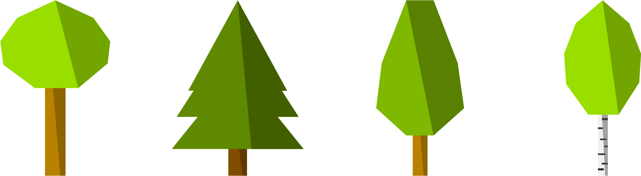 Big Image - Tree Flat Vector Png (2400x847)