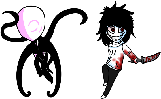 Drawn Slender Man Chibi - Cartoon (600x400)
