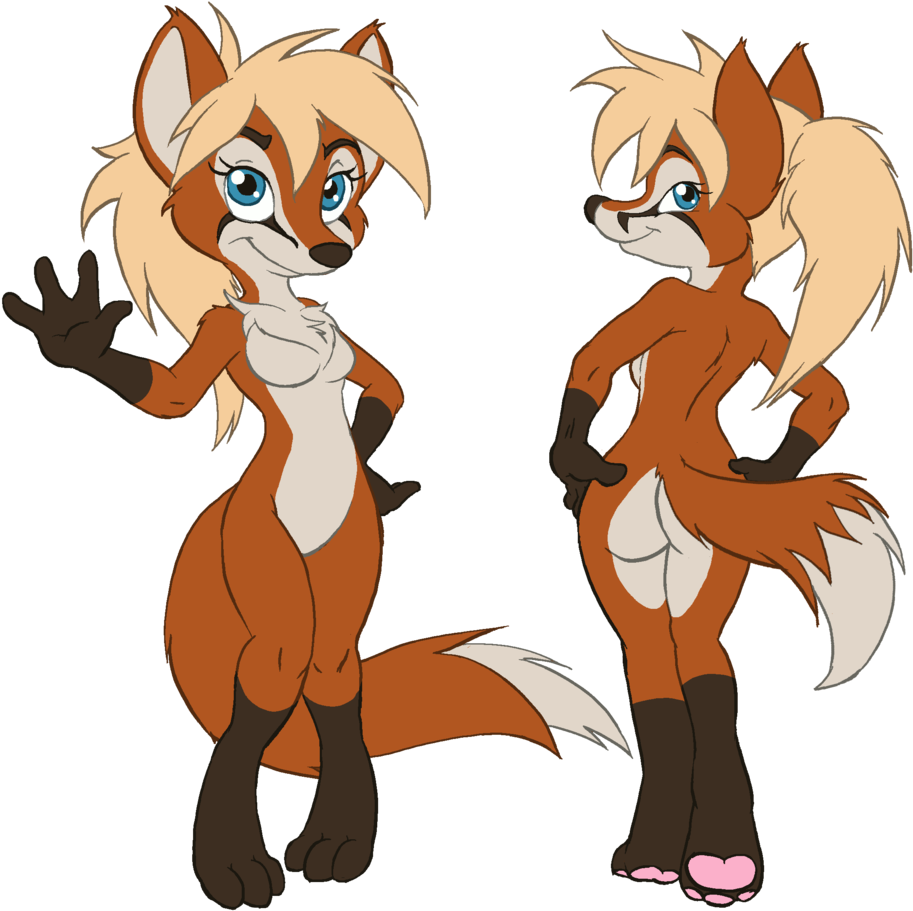 Anthro Vixen Fullbody - Drawing (1085x1024)