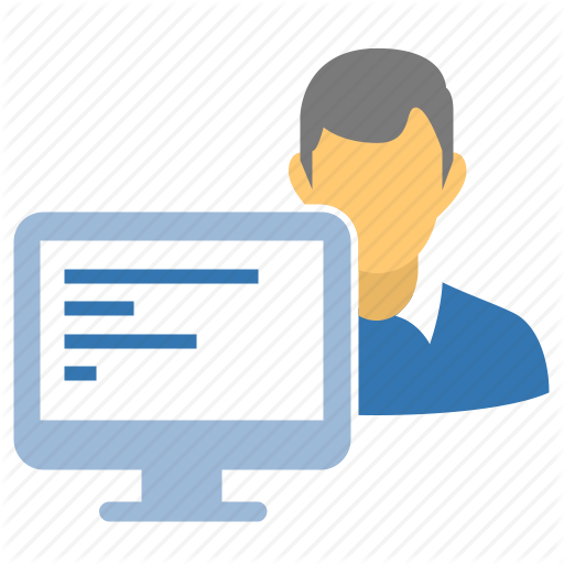 Computer User Vector Drawing Image - User Computer Icon Flat (512x512)