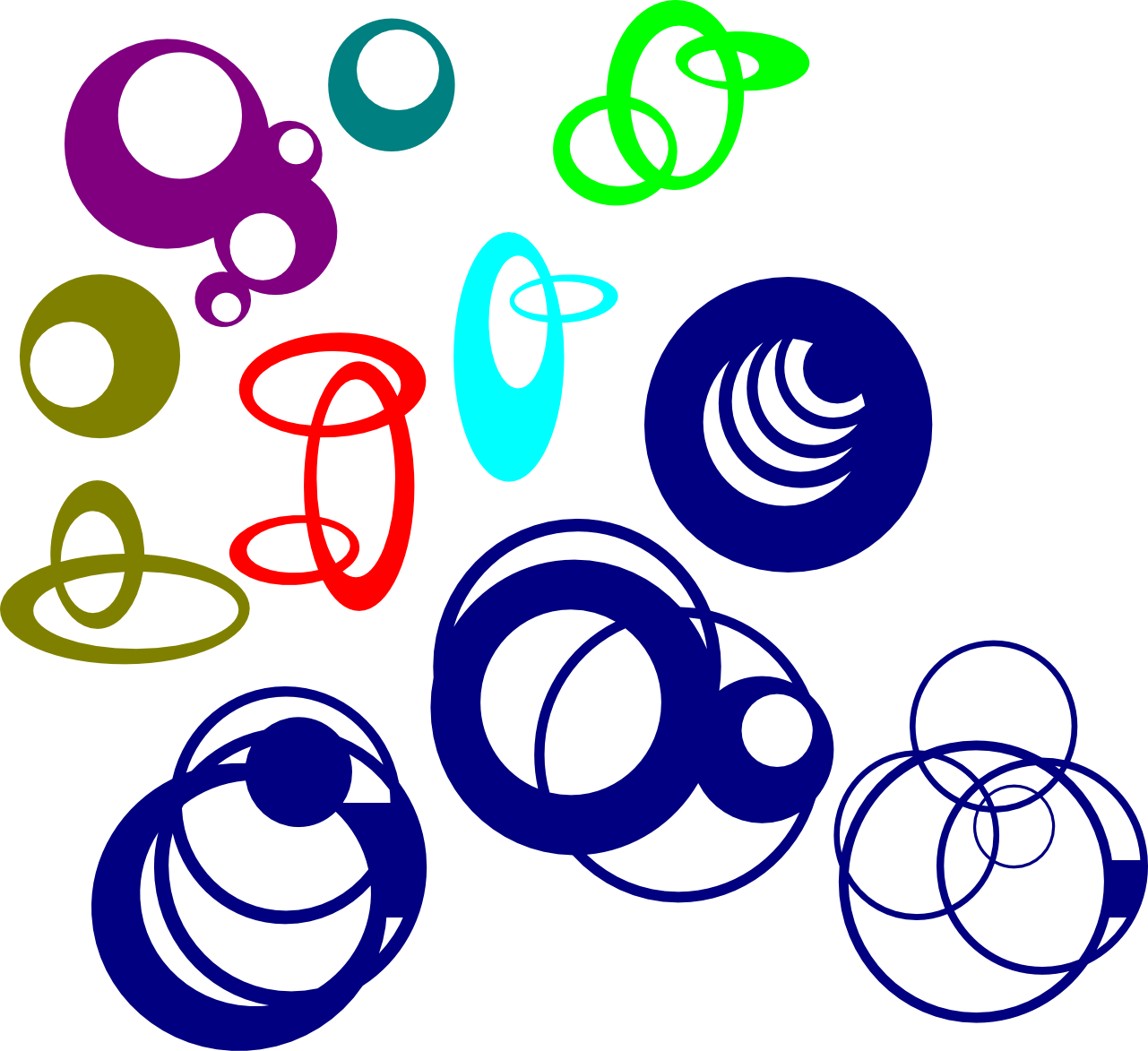 Retro Circles - Silhouette (1281x1173)