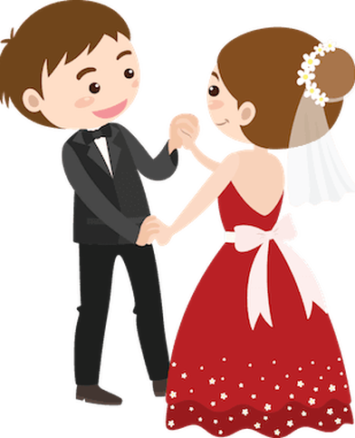 Save The Date Wedding - White Background Cartoon Couples (392x483)