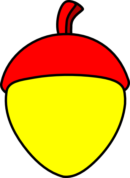 Yellow Acorn With Red Cap Clip Art - Yellow Acorn Clip Art (438x599)