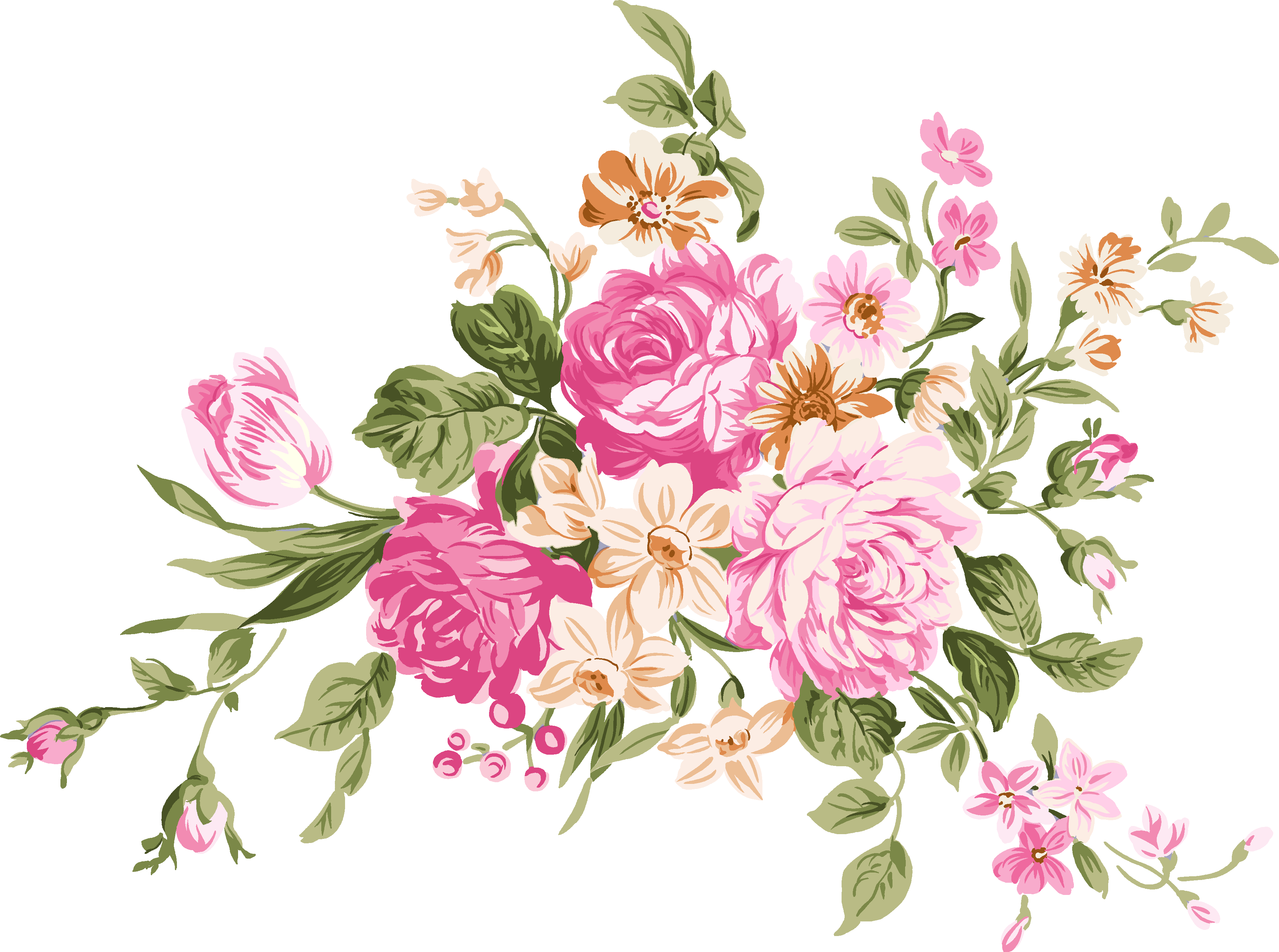 Flower Bouquet Drawing - Розы Розовые Пнг (3766x2803)