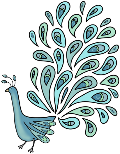 Peacock Digital Stamp - Feather (452x640)