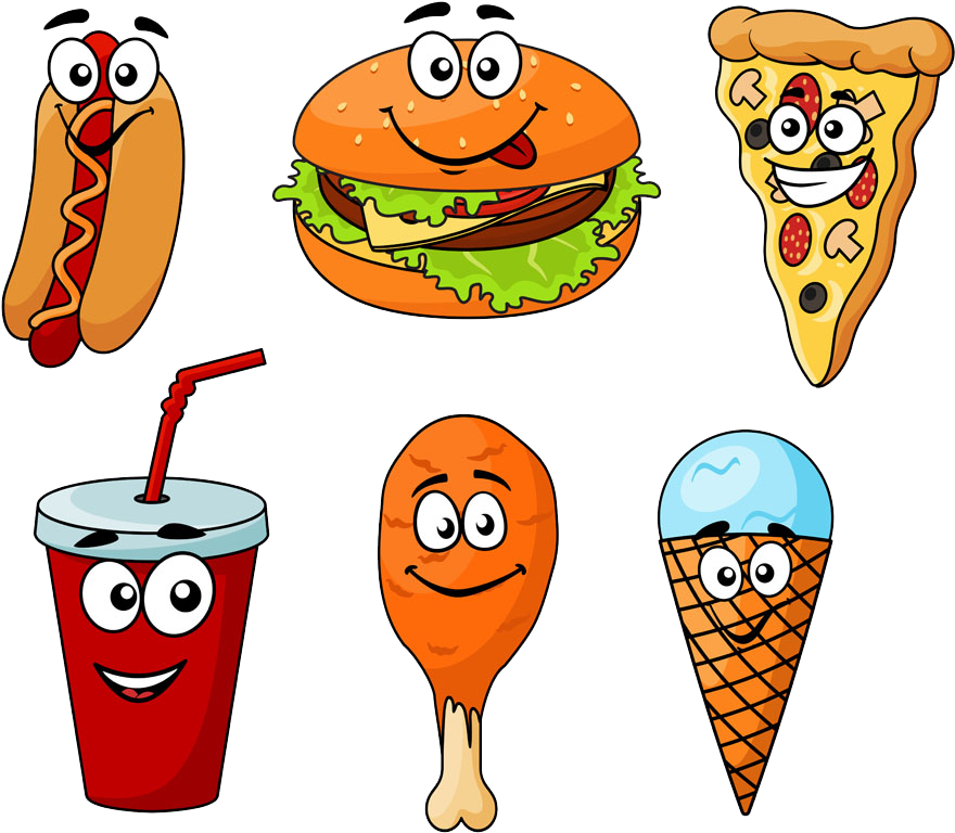 Ice Cream Fast Food Cheeseburger Hot Dog Hamburger - Fast Food Cartoon (1024x893)