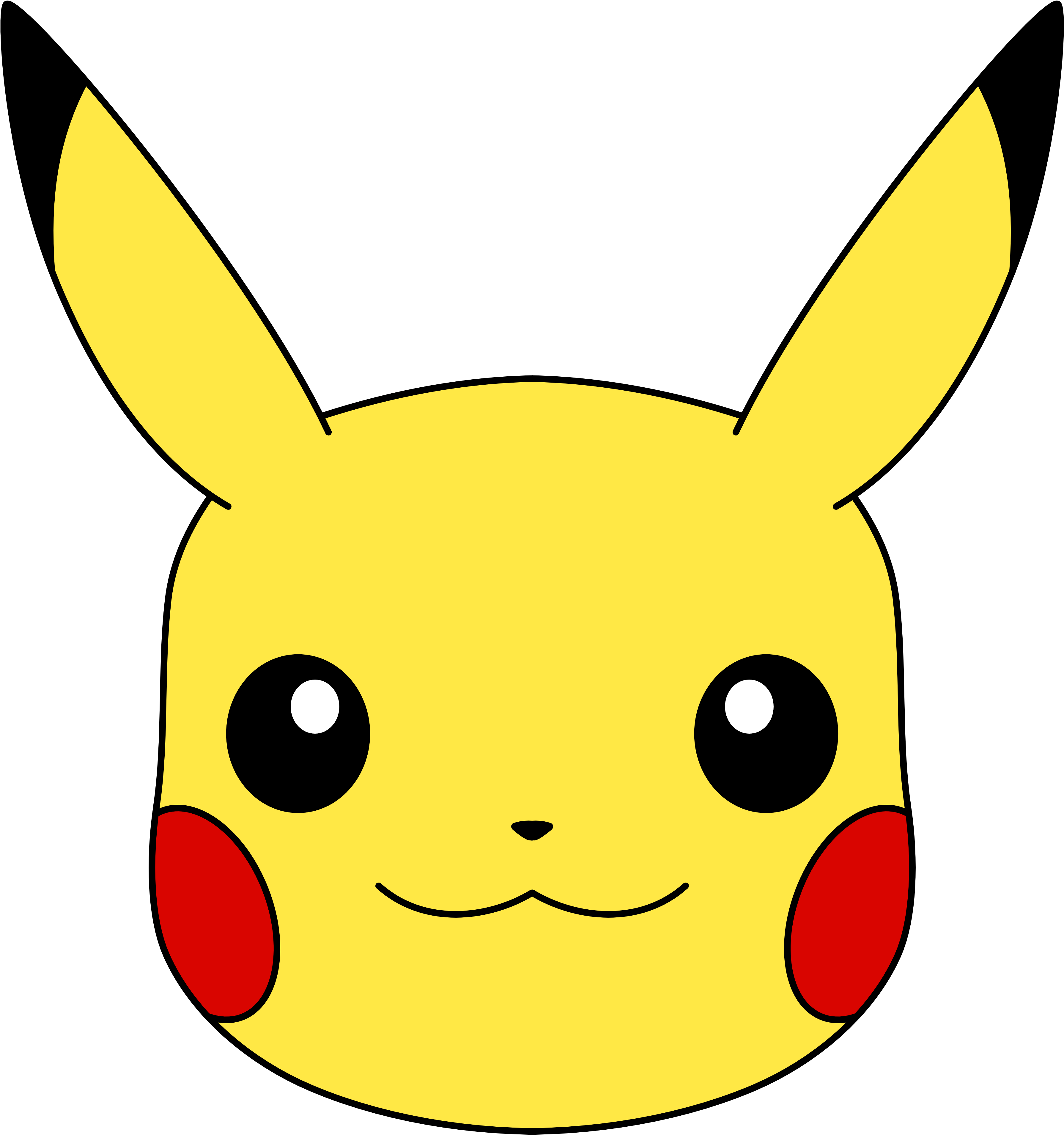 Pikachu Clipart Head - Pikachu Face (3724x3901)