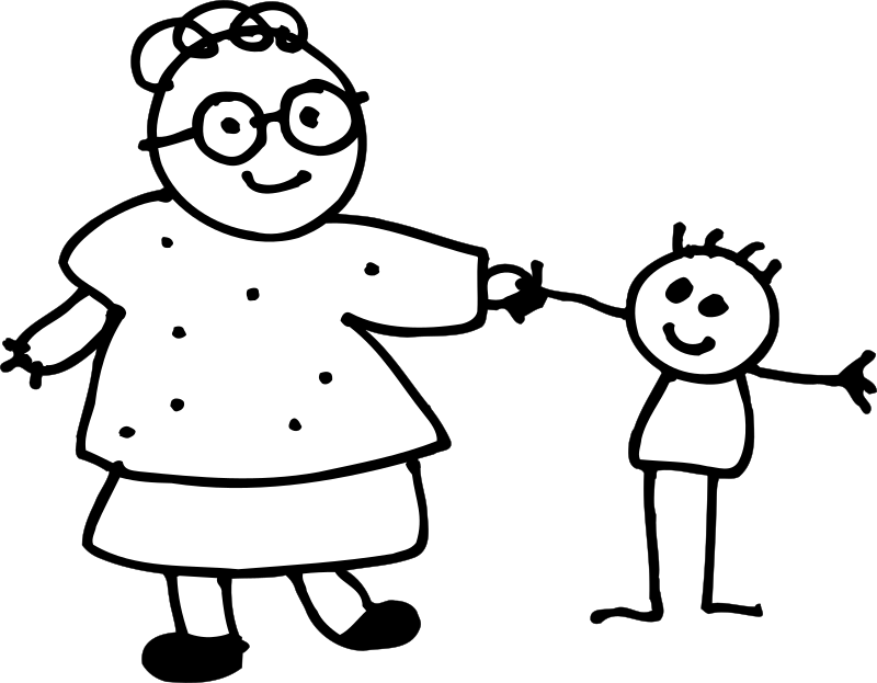 Grandma And Me Drawing (800x623)