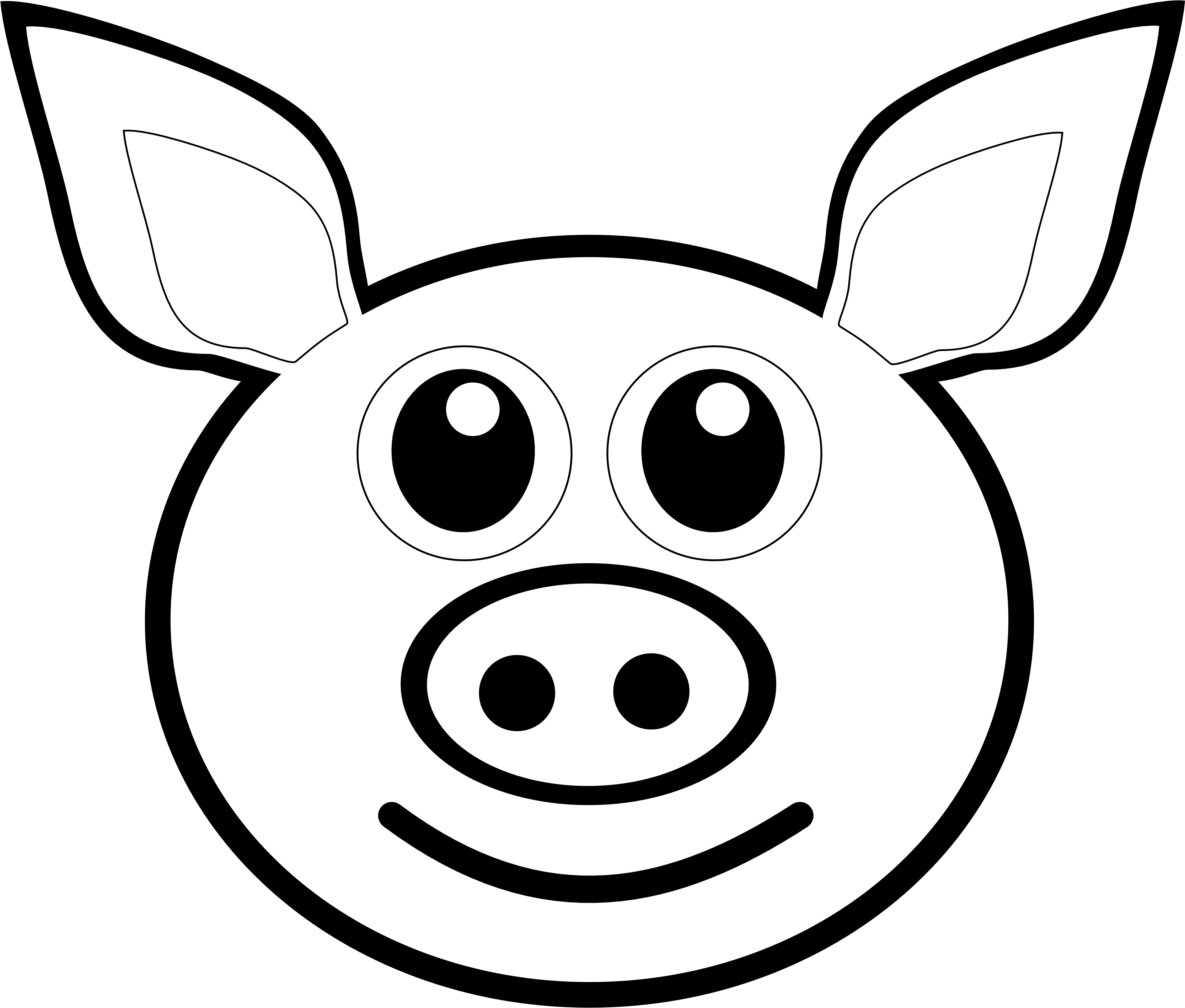 Pig Line Drawing - Drawing Of A Pig Face (3333x3096)