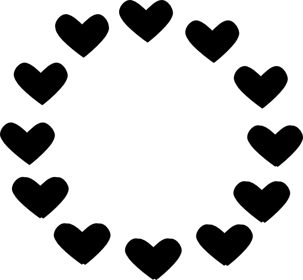 Heart Circle Black And White (600x555)