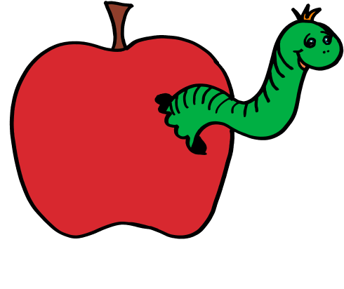 Tiny Worm Clipart - Apple And A Worm (510x480)