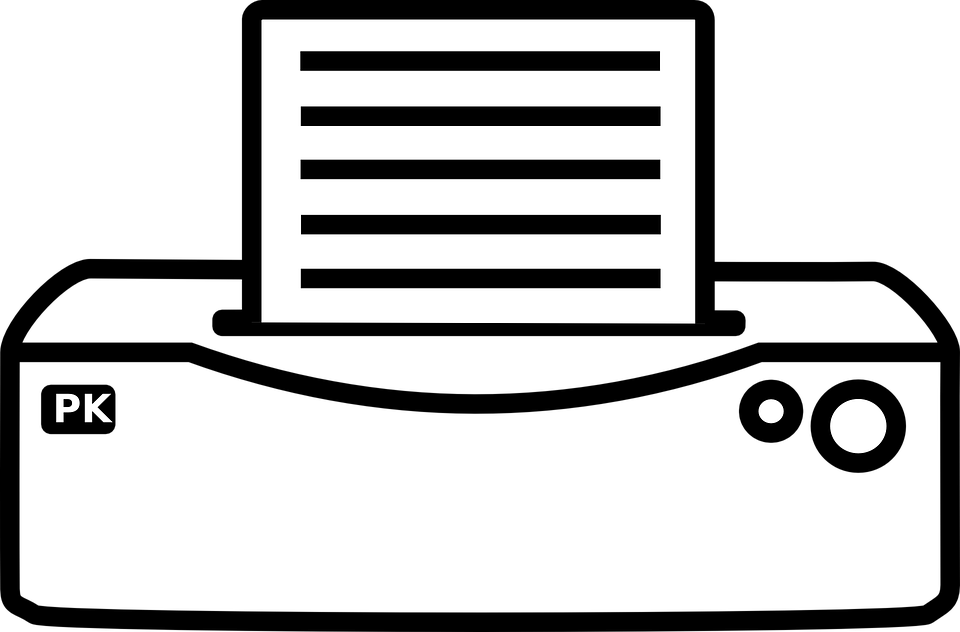 Free Vector Printer Icon Clip Art - Printer Black And White (960x632)