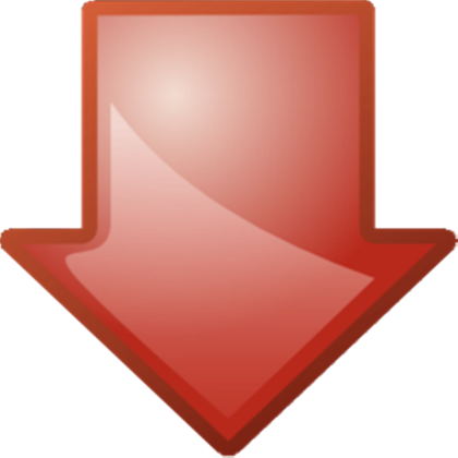 Down Pointing Red Arrow Button, A Decal By Arundel - Red Arrow Pointing Down (420x420)