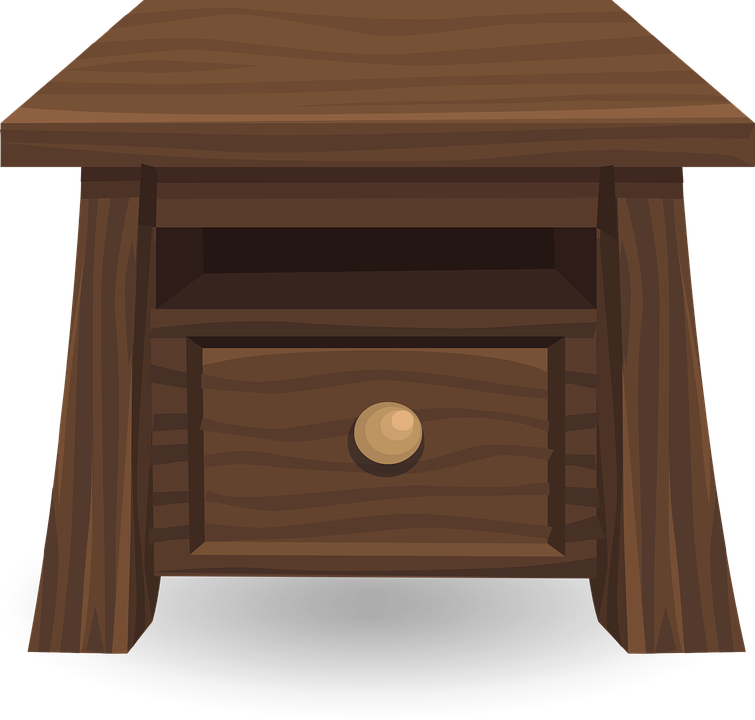 Bedside Table Cliparts 1, - Side Table Clipart (755x720)