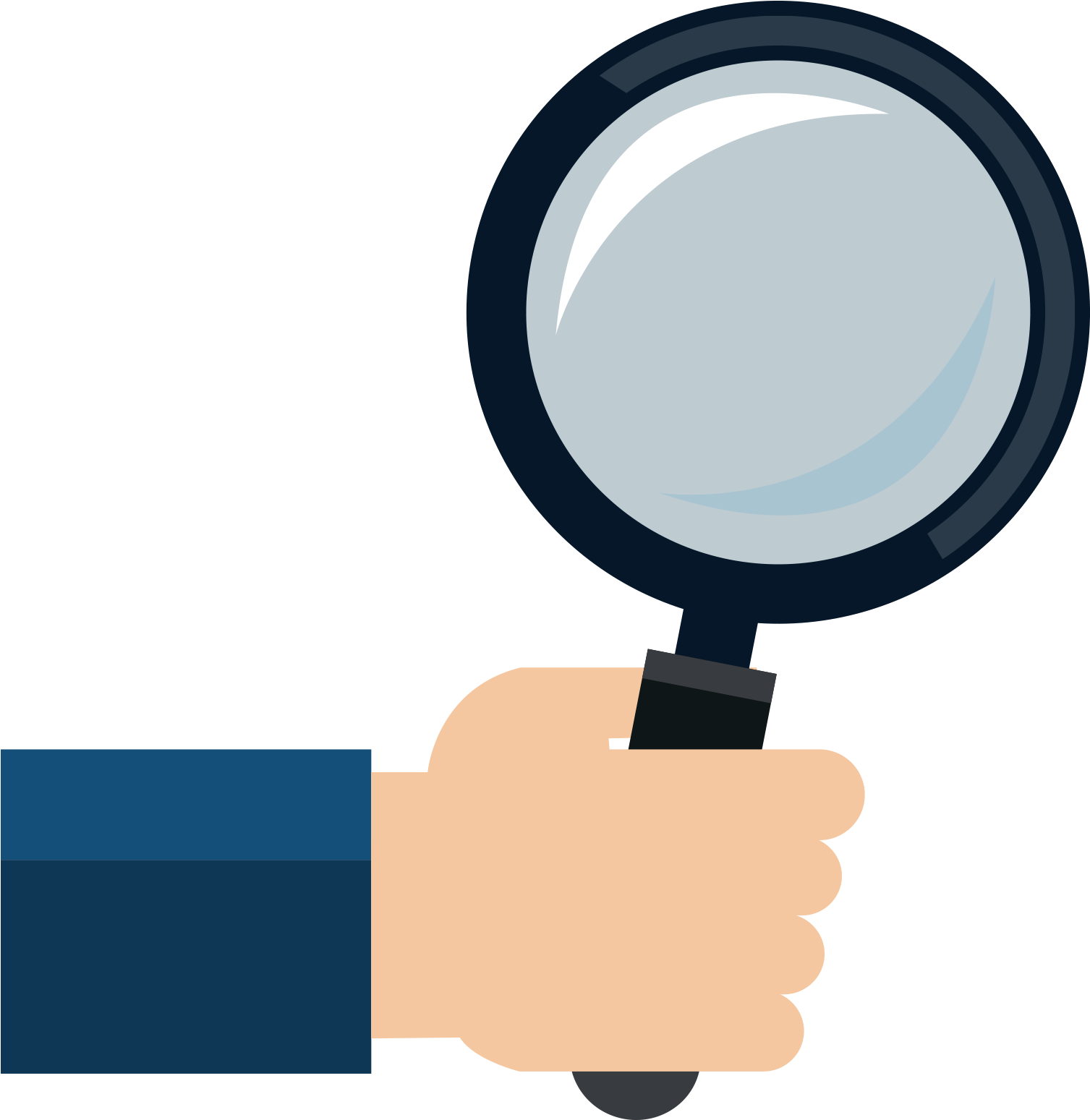 Computer Mouse Magnifying Glass Hand Icon - Magnifying Glass With Hand Vector (1606x1600)