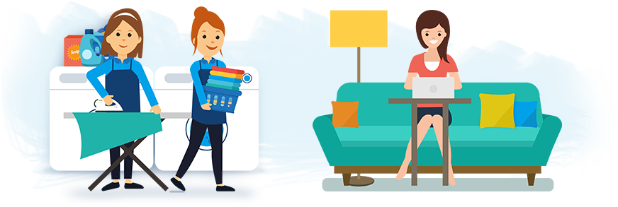 Laundry Delivery Service - Cartoon (872x293)