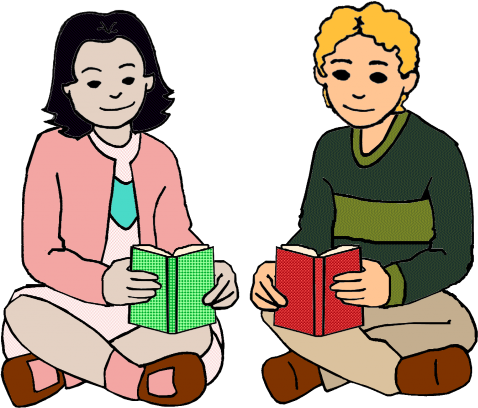 Students Talking Clip Art - They Are Reading (1024x954)