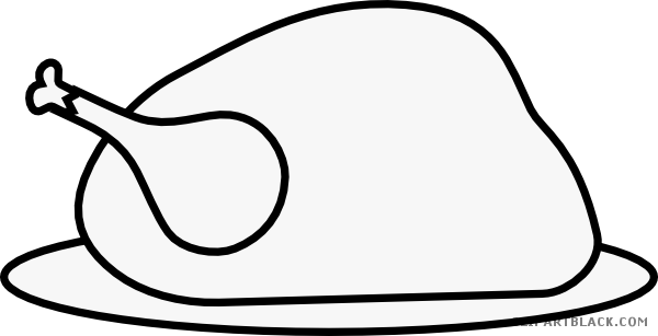 Turkey Outline Animal Free Black White Clipart Images - Turkey Dinner Black And White (600x307)