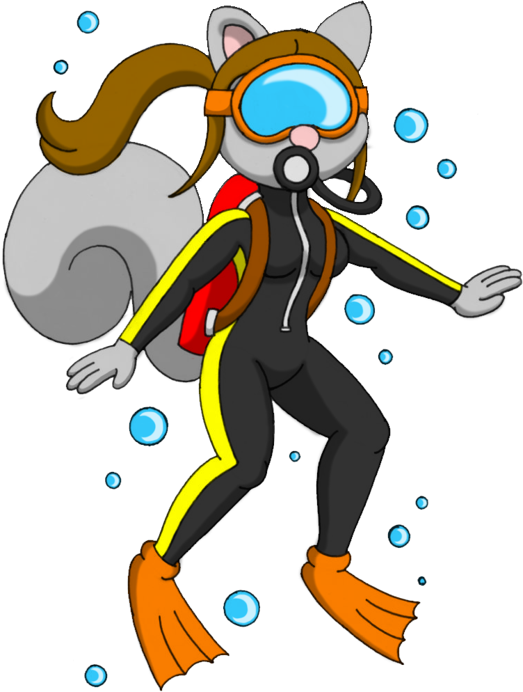 Scuba-diving Squirrel By Caseydecker - Scuba Squirrel (775x1025)