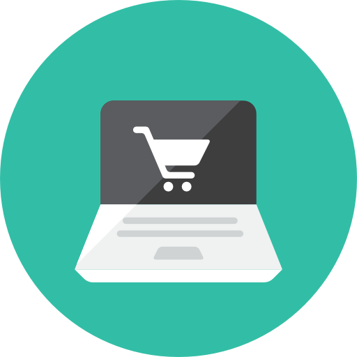 ไอคอนช้อปปิ้งออนไลน์ - Online Store Icon Flat (512x512)