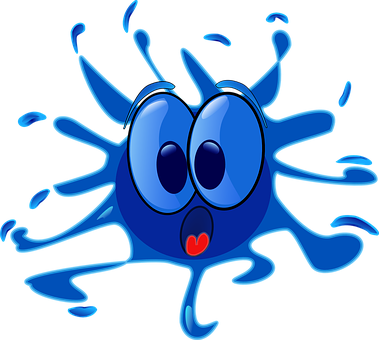 Paint Face Blot Blue Scared Surprised Expr - Scared Smiley Face (379x340)