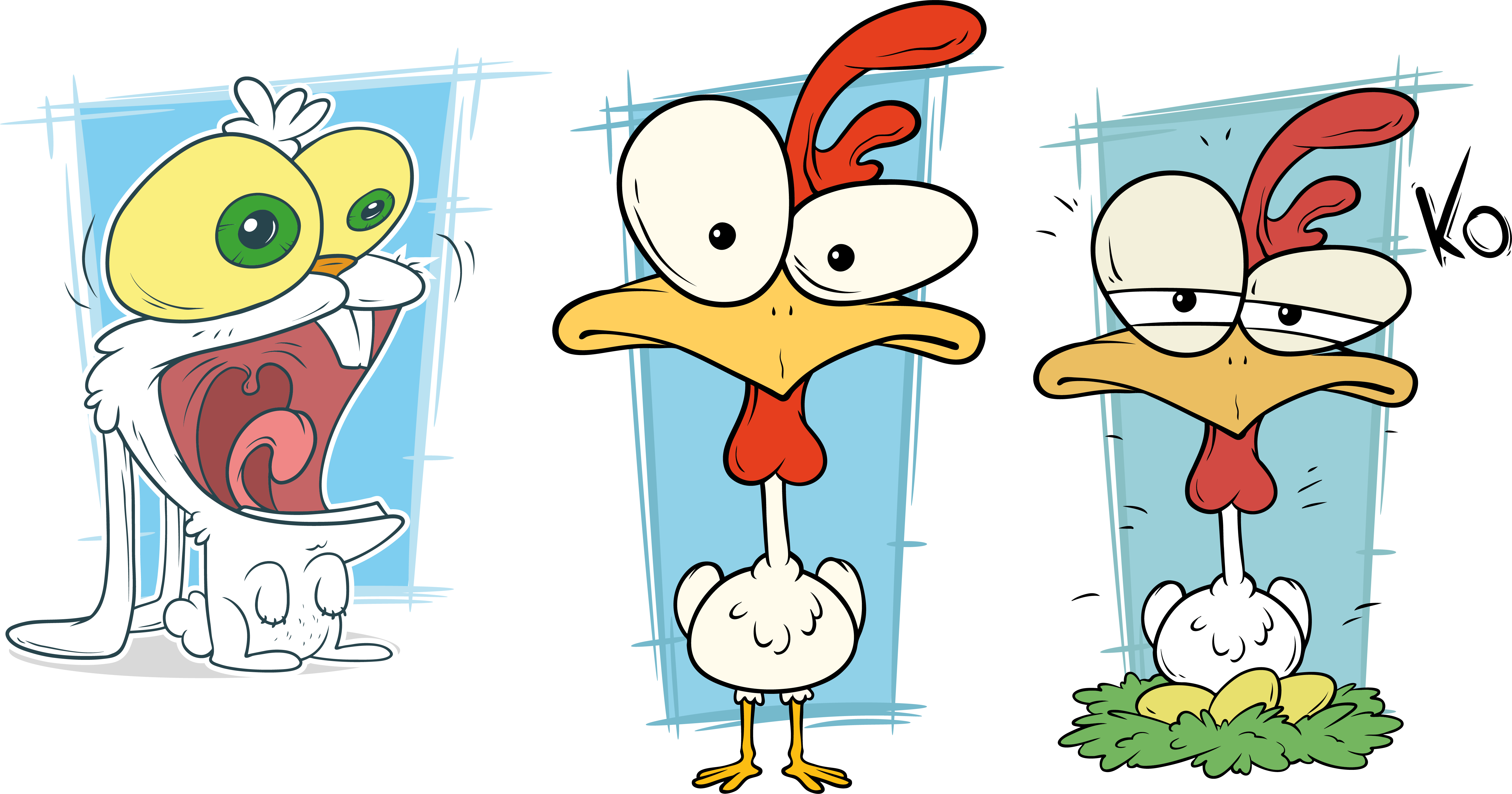 3 White Cartoon Chicken Vector - 3 White Cartoon Chicken Vector (5514x2894)