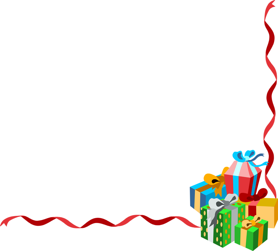 Corner Border Christmas Clip Art - Present Border (958x867)